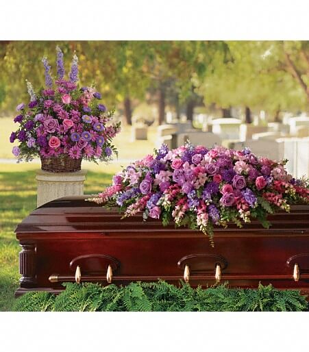 Lavender Tribute Casket Spray
