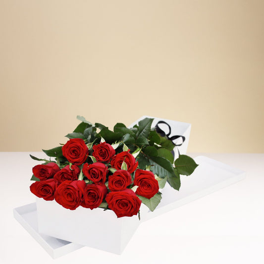 12 Long Stem Red Roses Box