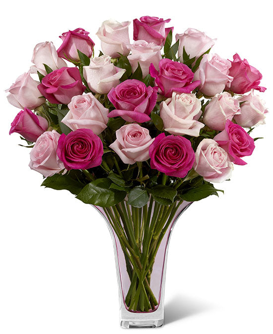 Long Stem Mixed Pink Roses (no vase)
