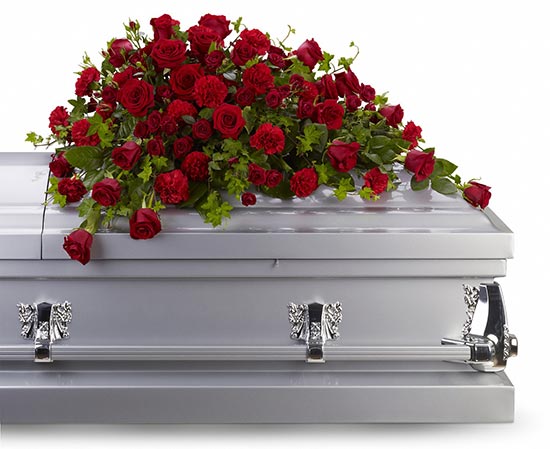 Red Rose Reverence Casket Spray