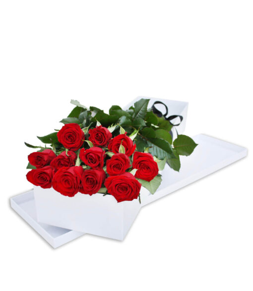 12 Long Stem Red Roses Box